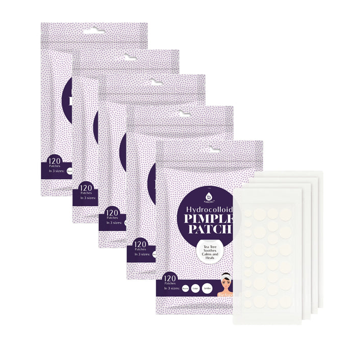 Hydrocolloid Pimple Patch, 120 - Count, Multi Size Acne Solution 5 Pack - Peakly