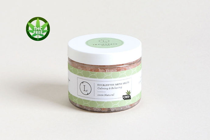 CBD Natural Eucalyptus Bath Salts with CBD, Calming and relaxing (THC free) - Peakly