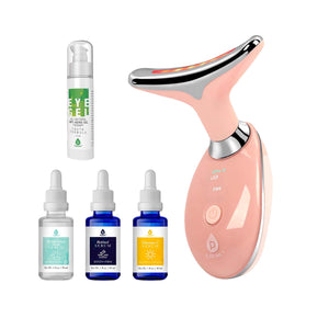 Pursonic Radiant Skin Revival Bundle: 7 - in - 1 LED Therapy, Anti - Aging Serums & Eye Gel - Peakly