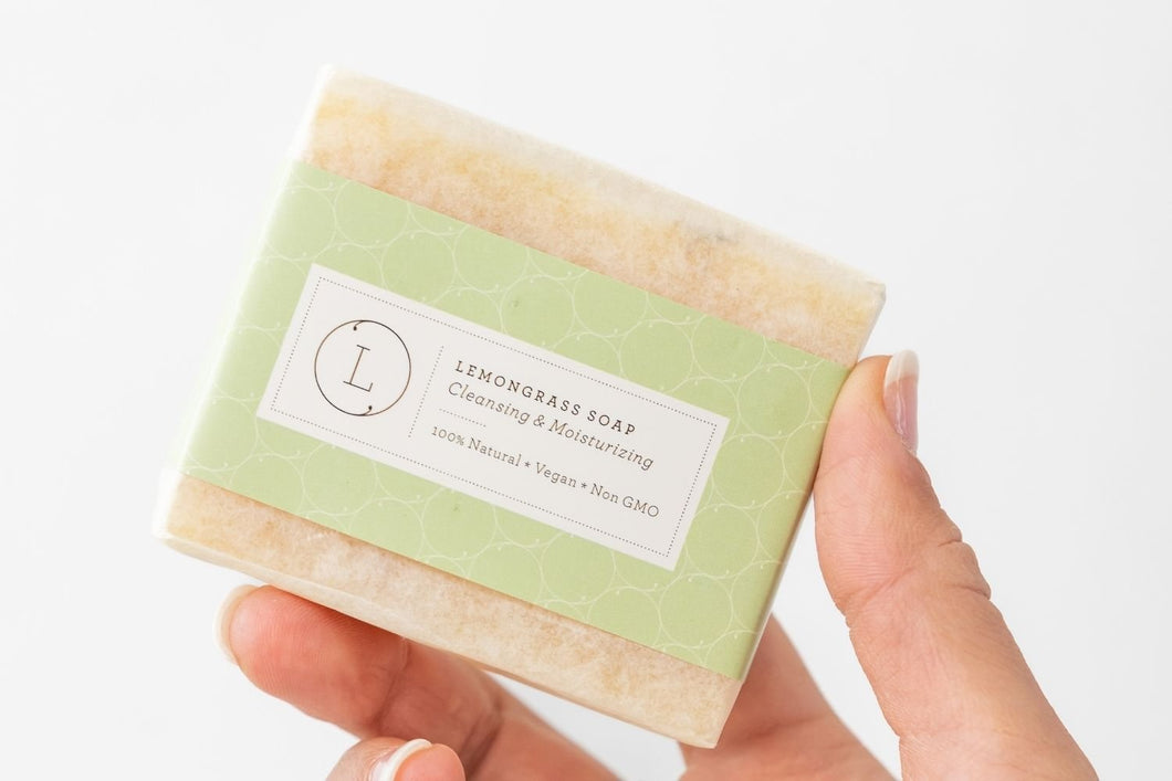 2 x Lemongrass Natural Soap Bar, Handmade Body Soap Gift - Peakly
