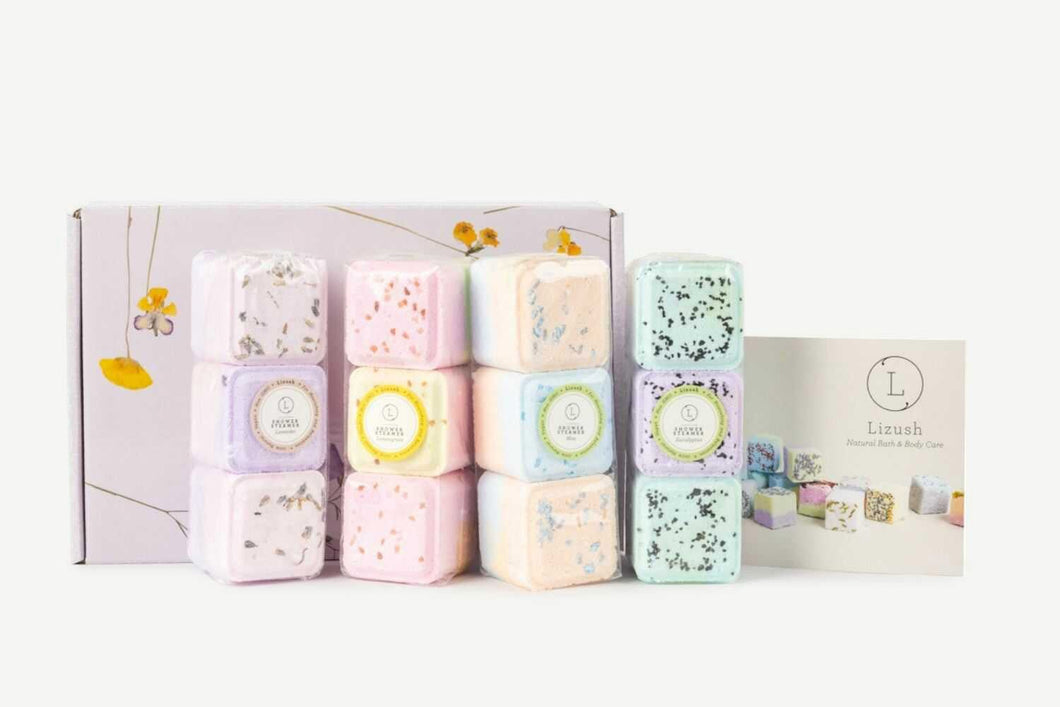 Shower Steamers, Set of 12 big fizzies, Cheer up Gift Set, Relaxing Gift Box - Peakly