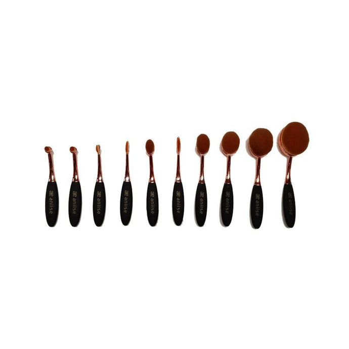 Synthetic Oval Makeup Brush Set - 10 Piece - Peakly